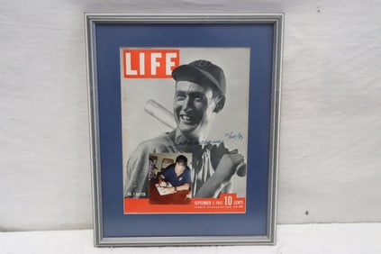A signed Life magazine cover by Ted Williams w/ COA