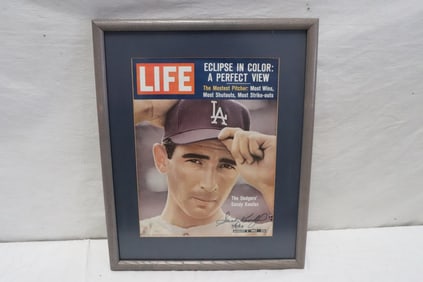 A signed Life magazine cover by Sandy Koufax w/ COA