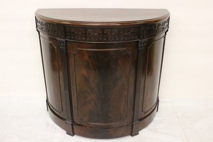 19th c. mahogany Georgian style demilune console cabinet