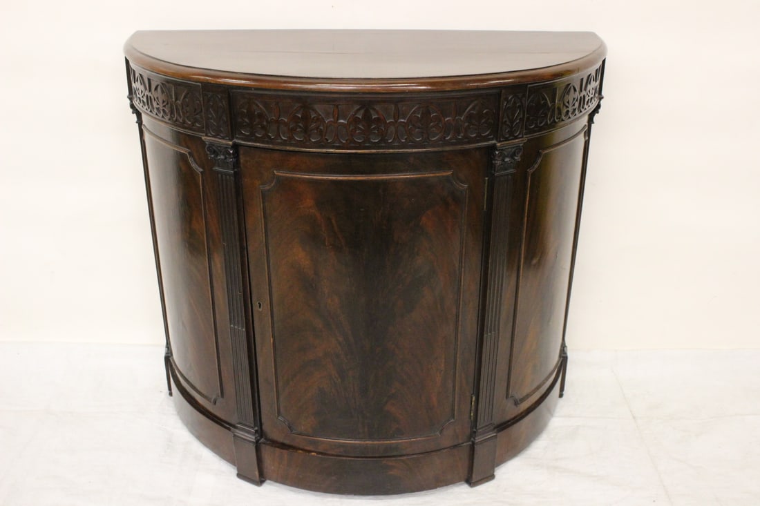 19th c. mahogany Georgian style demilune console cabinet (1 of 10)