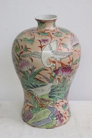 Large Chinese famille rose porcelain meiping