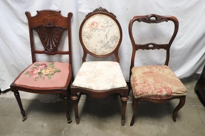 3 Victorian side chairs