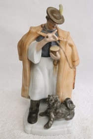 Herend porcelain figurine 'hunter with dog"
