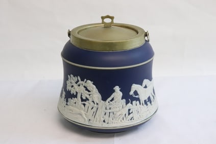 bisque covered handled jar by Tunstall, England