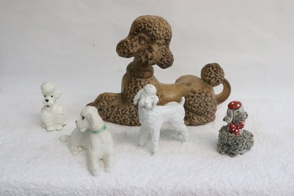 5 porcelain/ terracotta sculpture of dogs