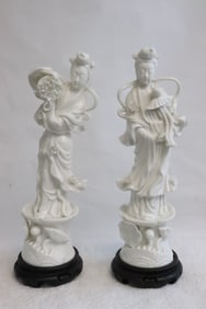 2 Chinese blanc de shin porcelain Guanyin