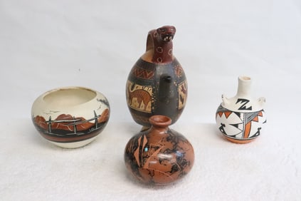 4 Native American style pottery jar