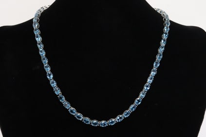 Beautiful sterling necklace with blue topaz