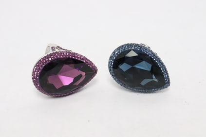 2 large sterling rings with color stones