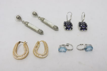 4 pairs sterling earrings