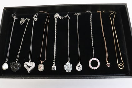 10 sterling pendants with sterling necklaces