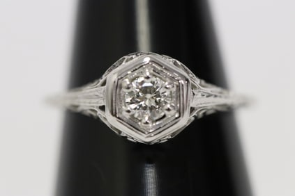 Victorian filigree diamond ring