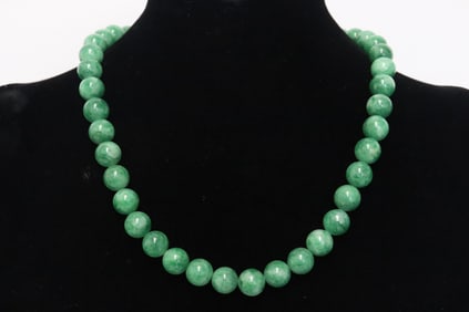 A jadeite like bead necklace