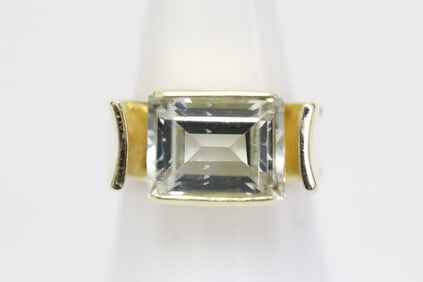 14K Y/G pinky ring with aquamarine