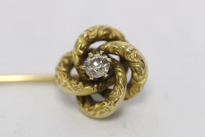 Victorian 14K Y/G stickpin with diamond