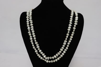 Extra long baroque pearl necklace