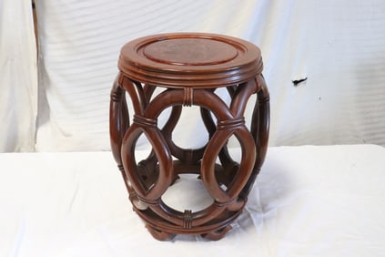 Chinese vintage rosewood/ burl walnut drum stool