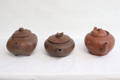 3 Chinese vintage Yixing teapots
