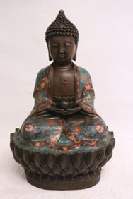 Chinese cloisonne bronze sculpture of deity