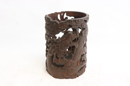 Fine bamboo carved brush holder