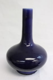 Chinese blue glazed porcelain bottle vase