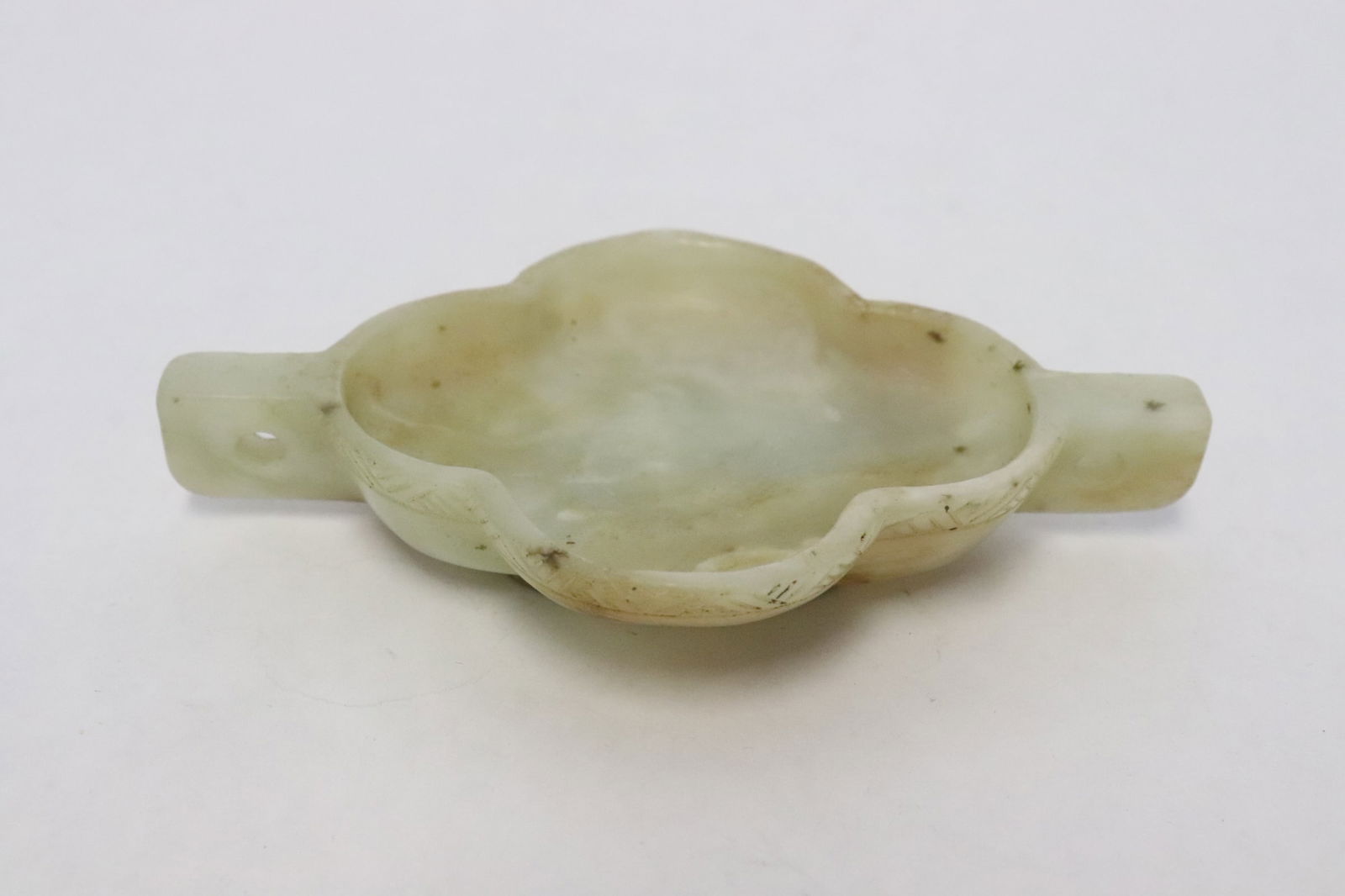 A jade carved brush wash: A jade carved brush wash, 0.85"x4.35"x2.8"