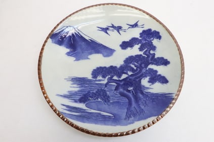 A blue and white porcelain plate