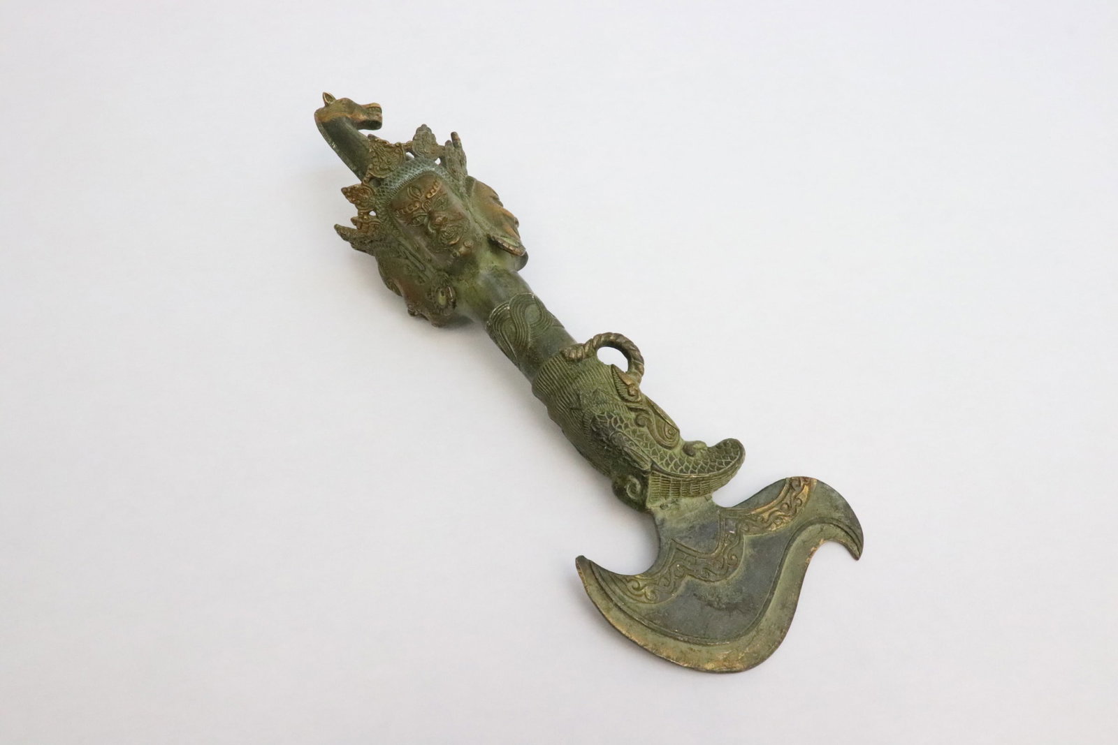 Tibetan bronze relic: Tibetan bronze relic, 10.75"L