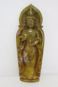 Chinese jade like stone carved deity