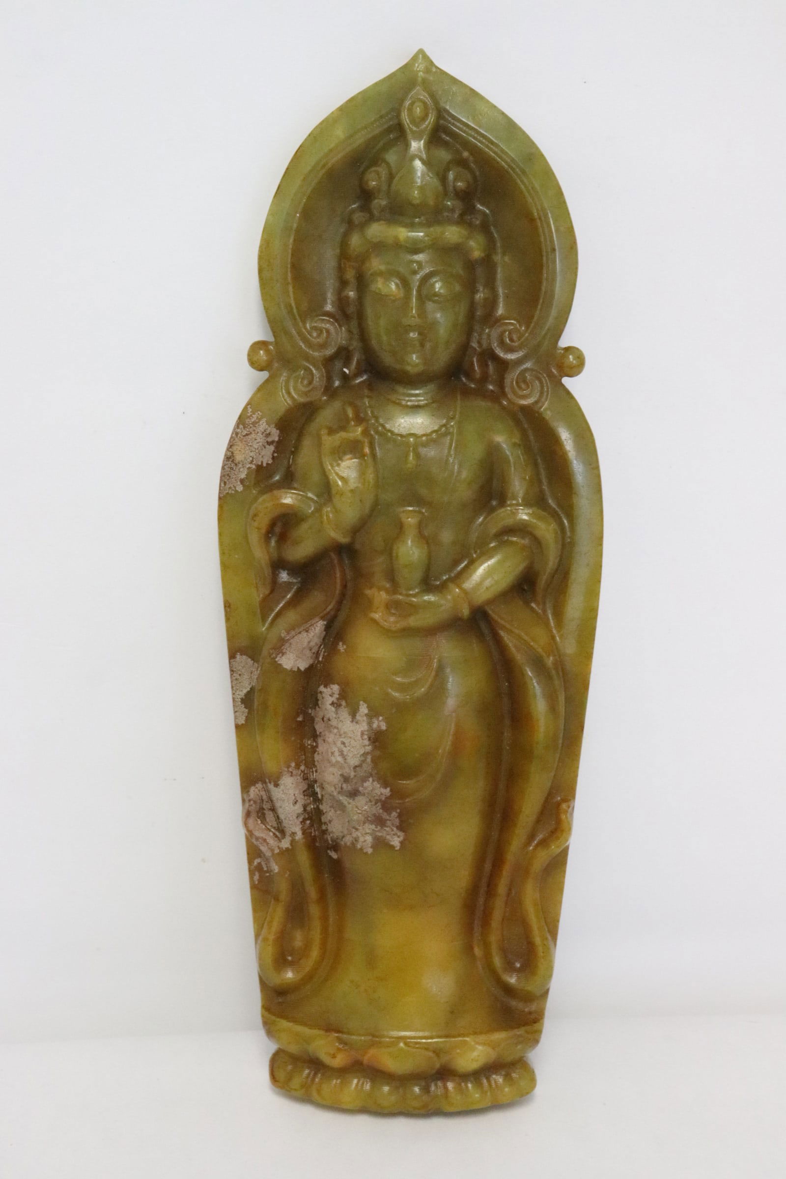 Chinese jade like stone carved deity (1 of 8)