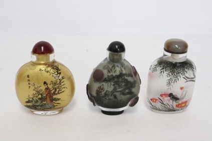 3 Chinese inside painted snuff bottles