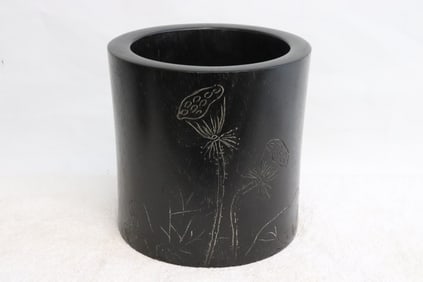 Chinese rosewood carved brush holder