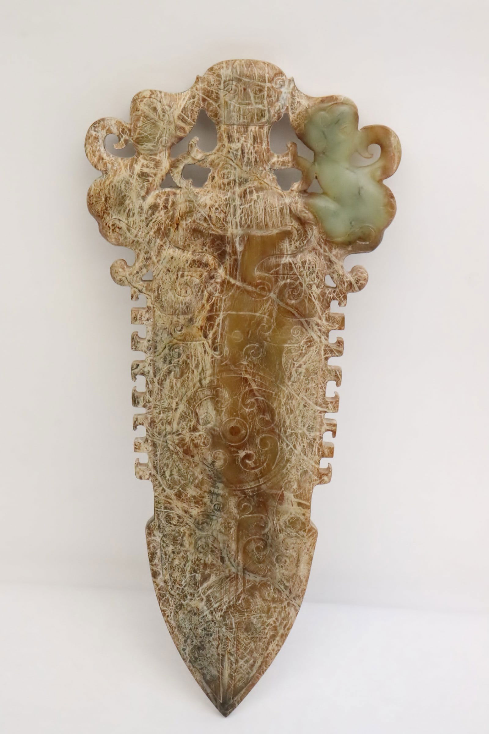 Large Chinese jade like stone carved ornament (1 of 9)