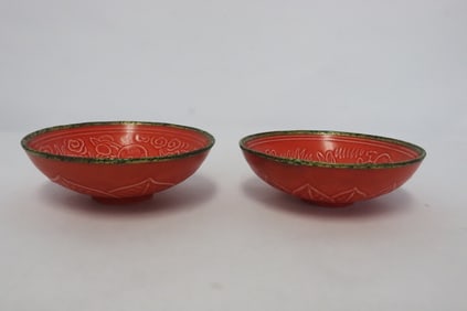 2 pink glazed Song style bowls