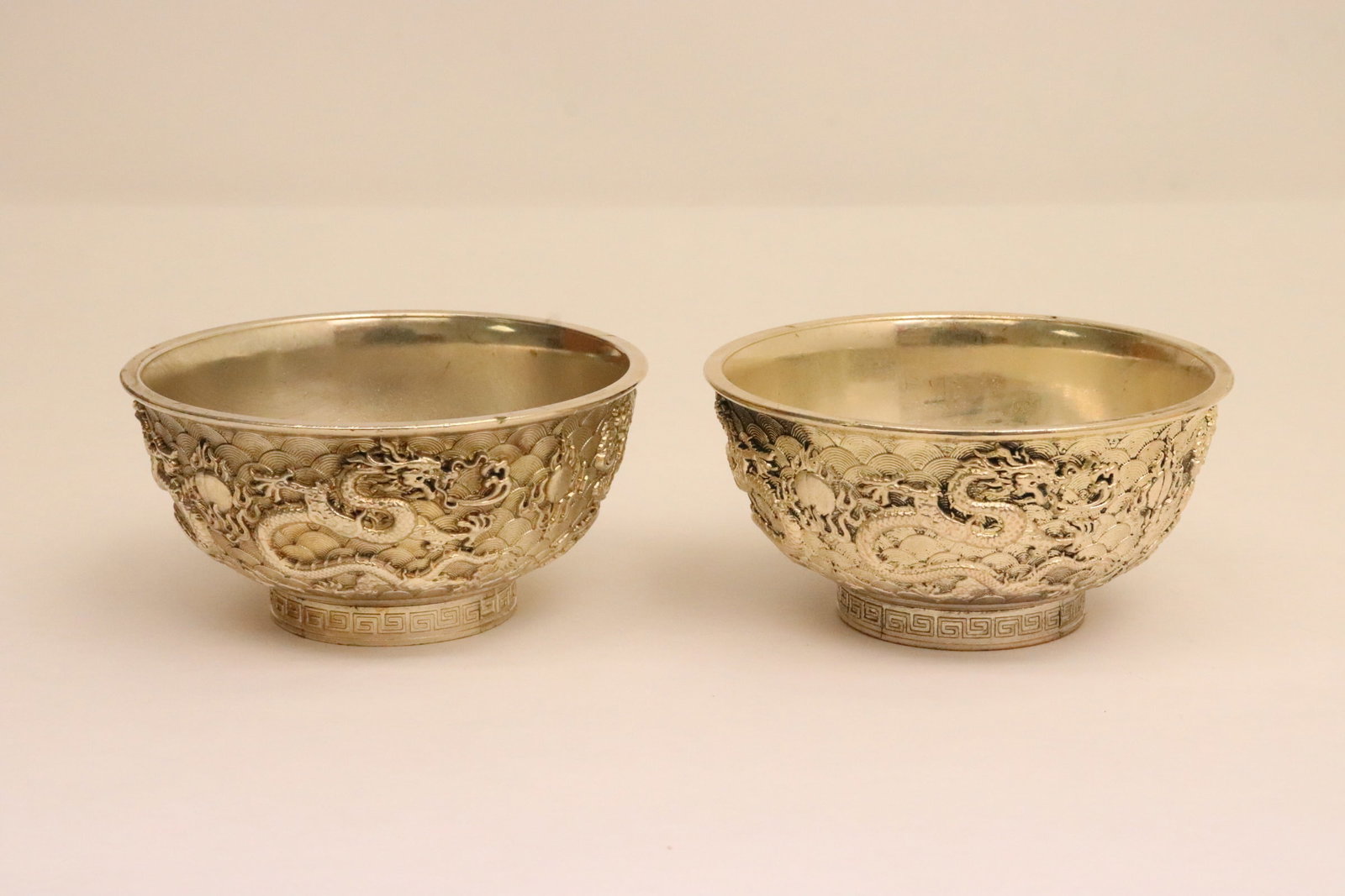 2 white bronze bowls: 2 white bronze bowls, 2.3"x4.6"dia ea