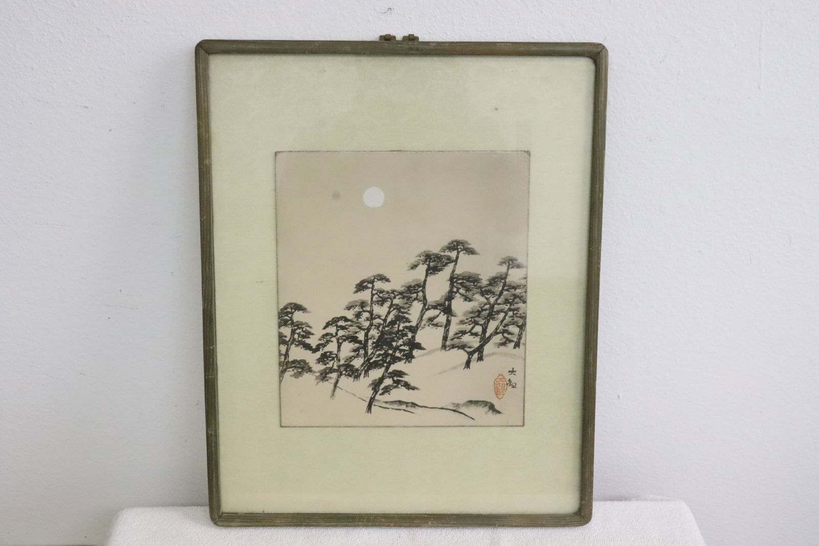 Antique framed Korean watercolor panel (1 of 7)