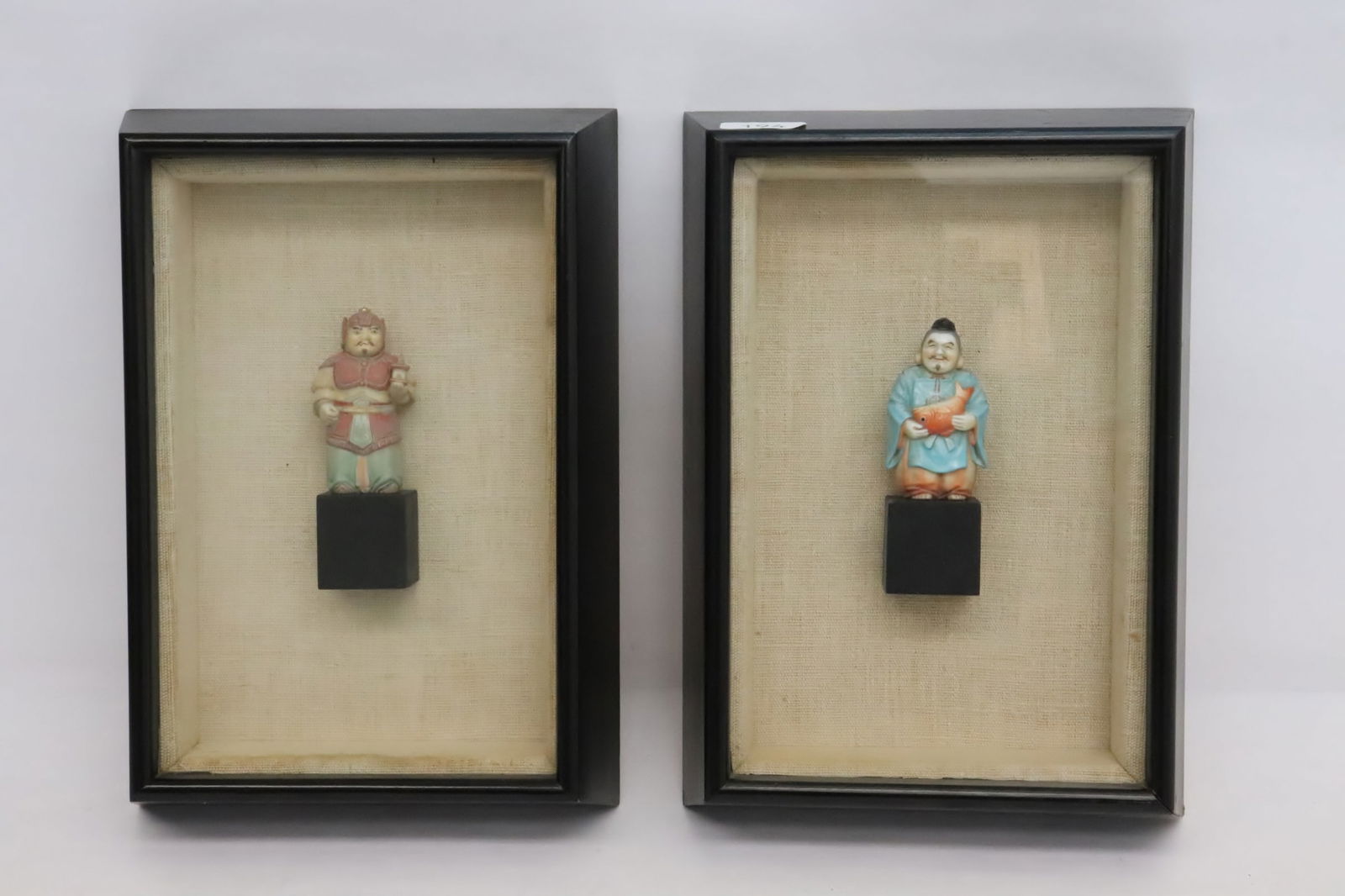 2 framed Japanese hand painted porcelain figures (1 of 9)