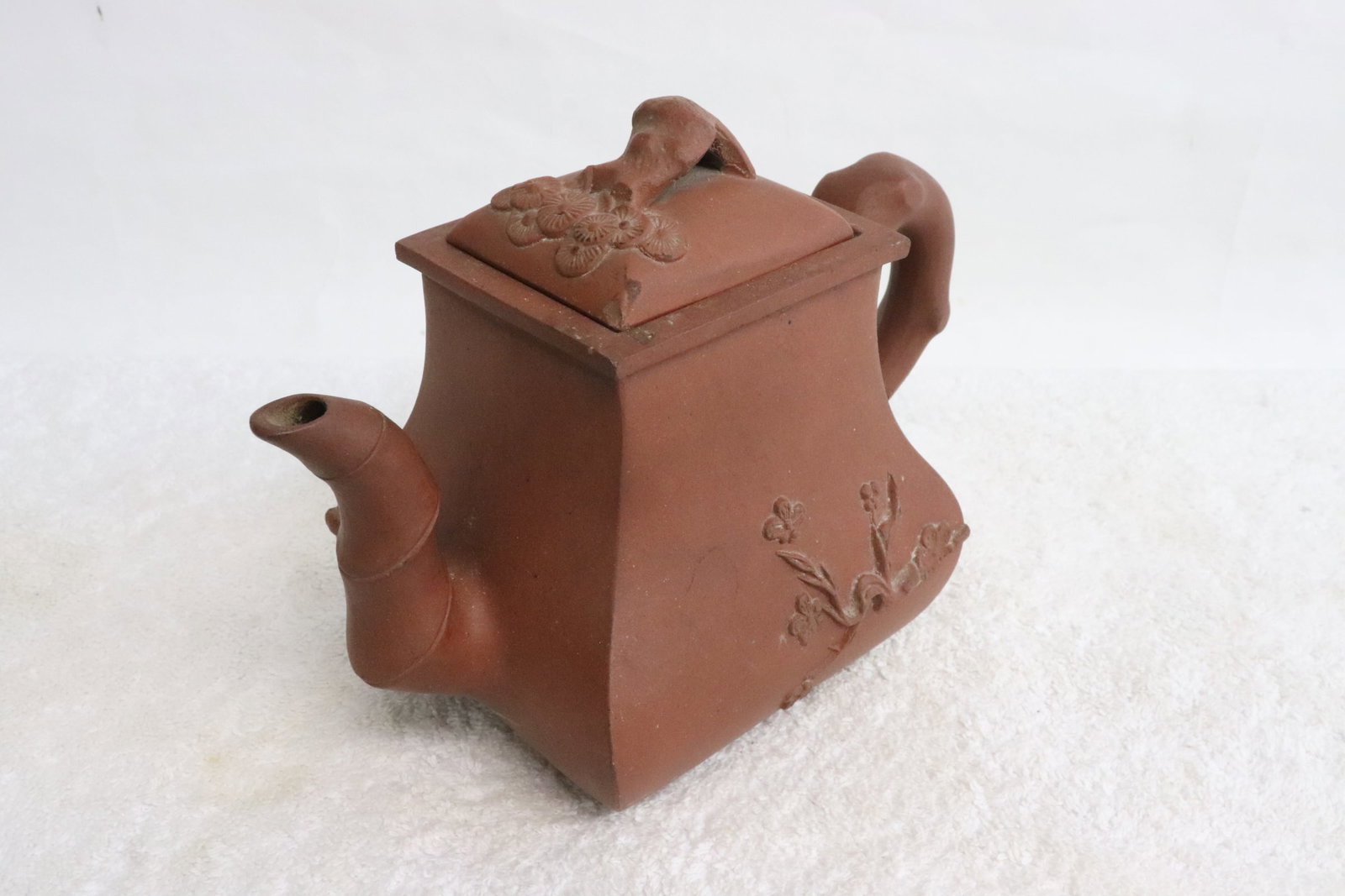 A vintage Yixing teapot: A vintage Yixing teapot, chip, crack, repair, 5.4"x7.35"x4"