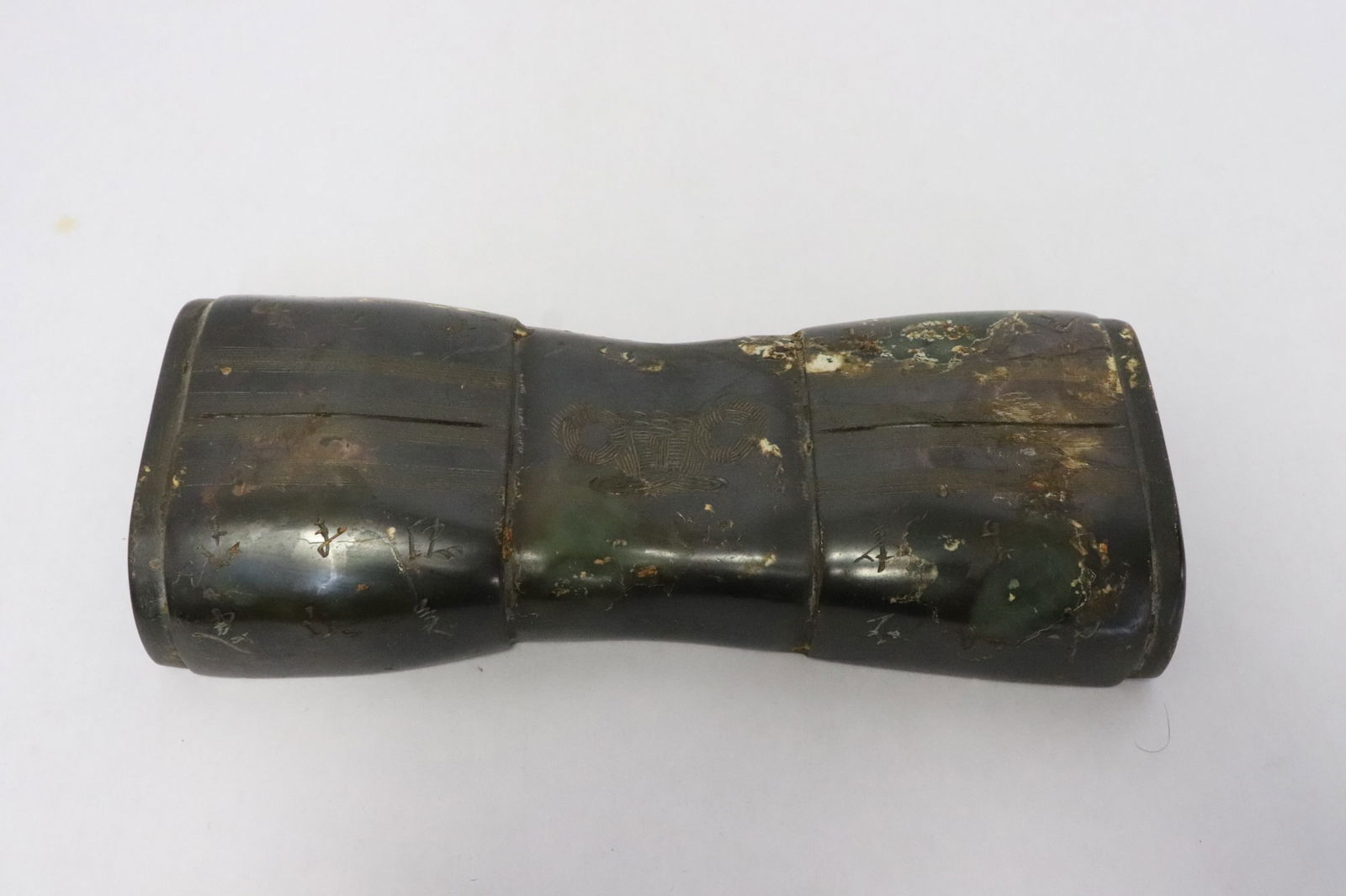 Large jade like stone pillow(?): Large jade like stone pillow(?), 1.6"x8.65"x3.65"