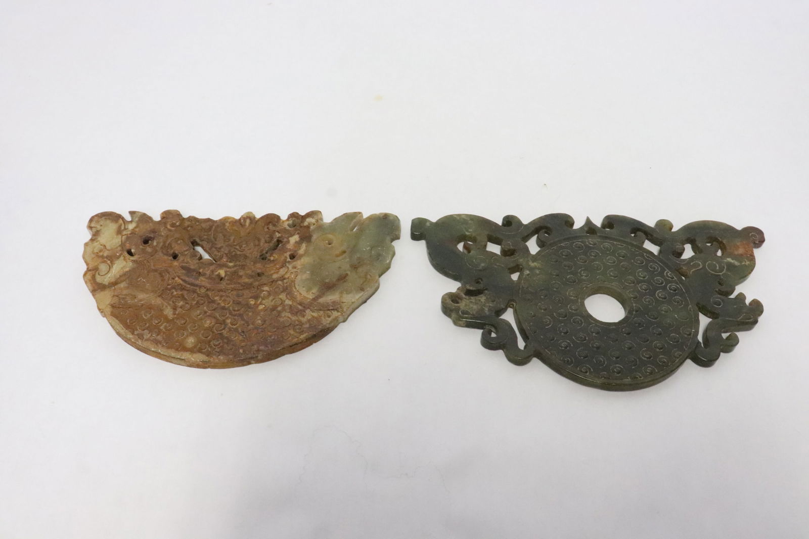 2 large jade like stone carved plaques (1 of 9)