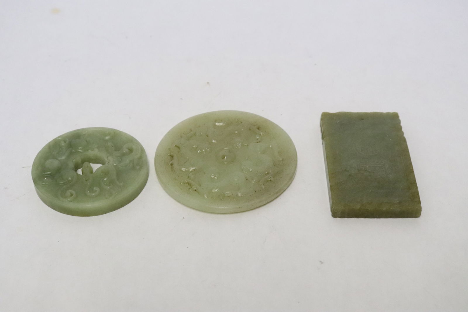 3 jade like stone carved ornaments (1 of 12)
