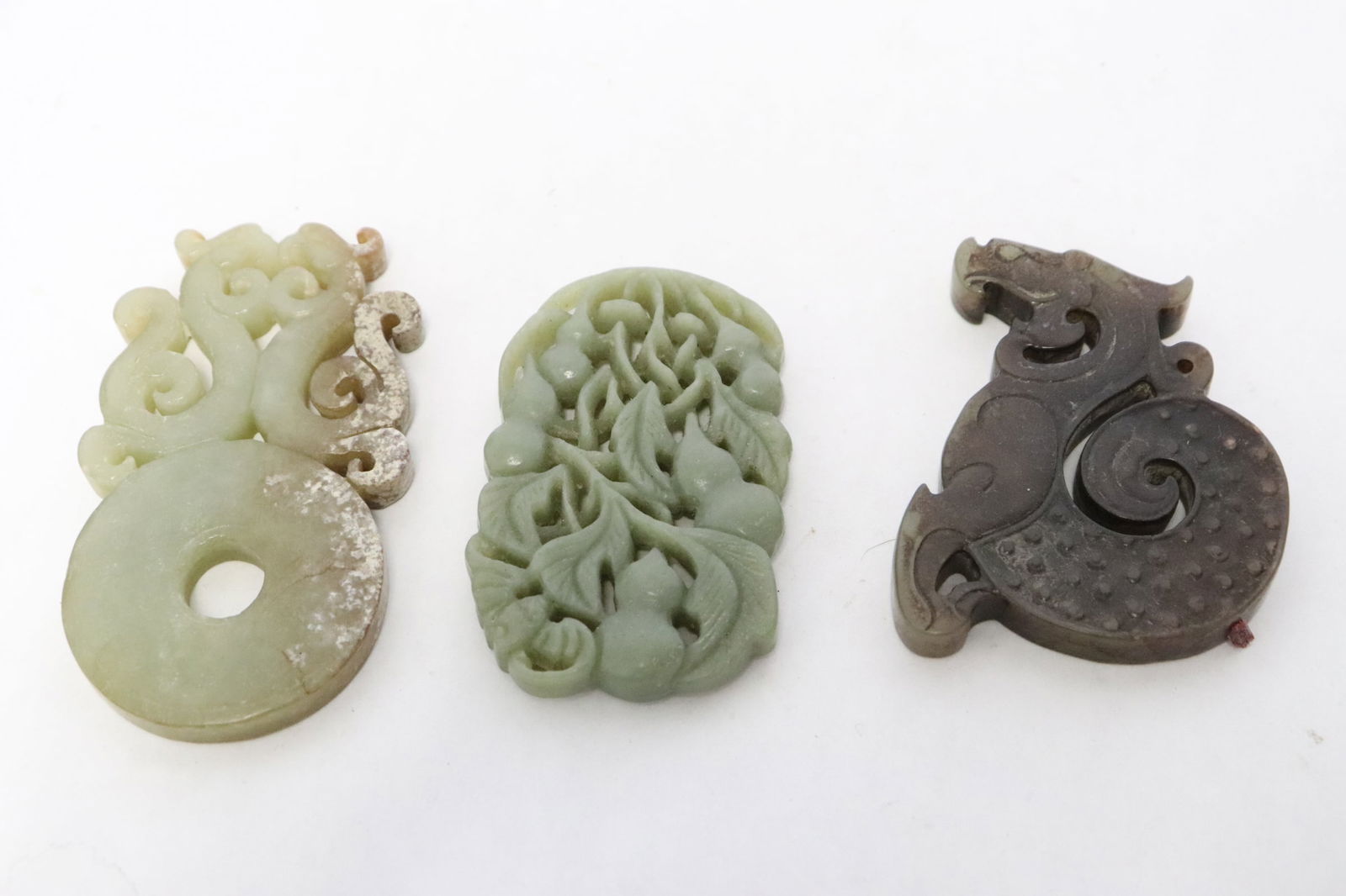 3 jade like stone carved ornaments (1 of 13)