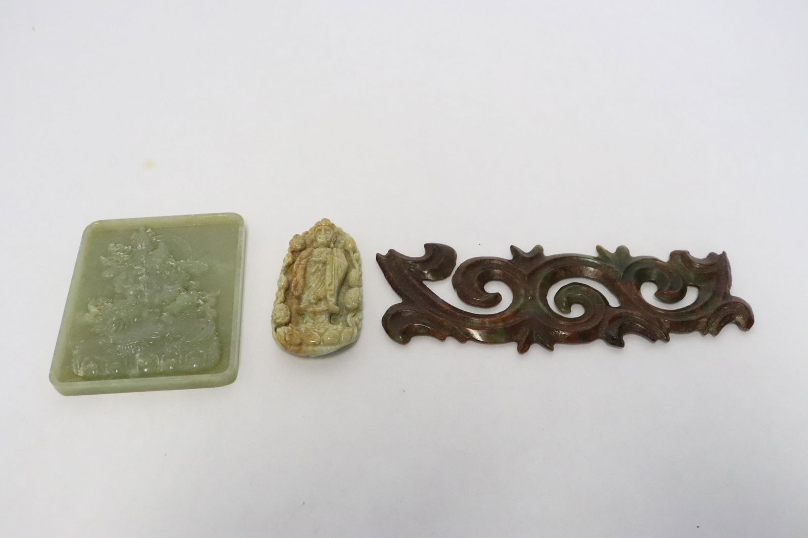 3 jade like stone carved ornaments (1 of 10)
