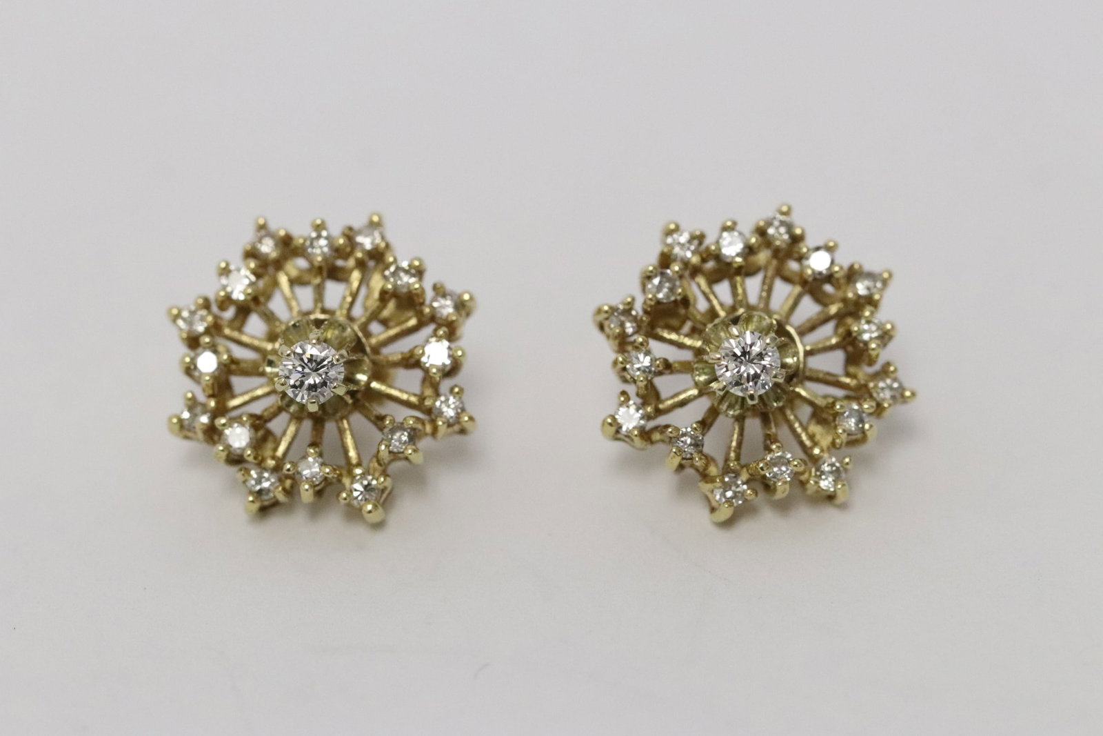 Pair 14K Y/G diamond earrings (1 of 11)