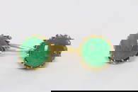 Pair 14K Y/G jadeite earrings with GIA report