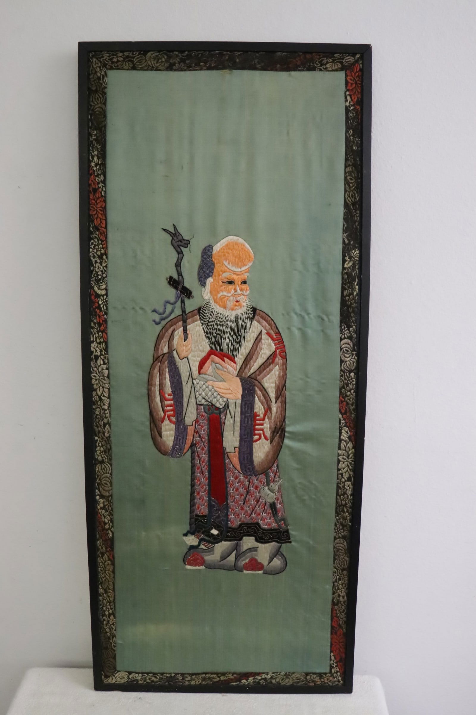 Chinese antique embroidery wall panel (1 of 6)