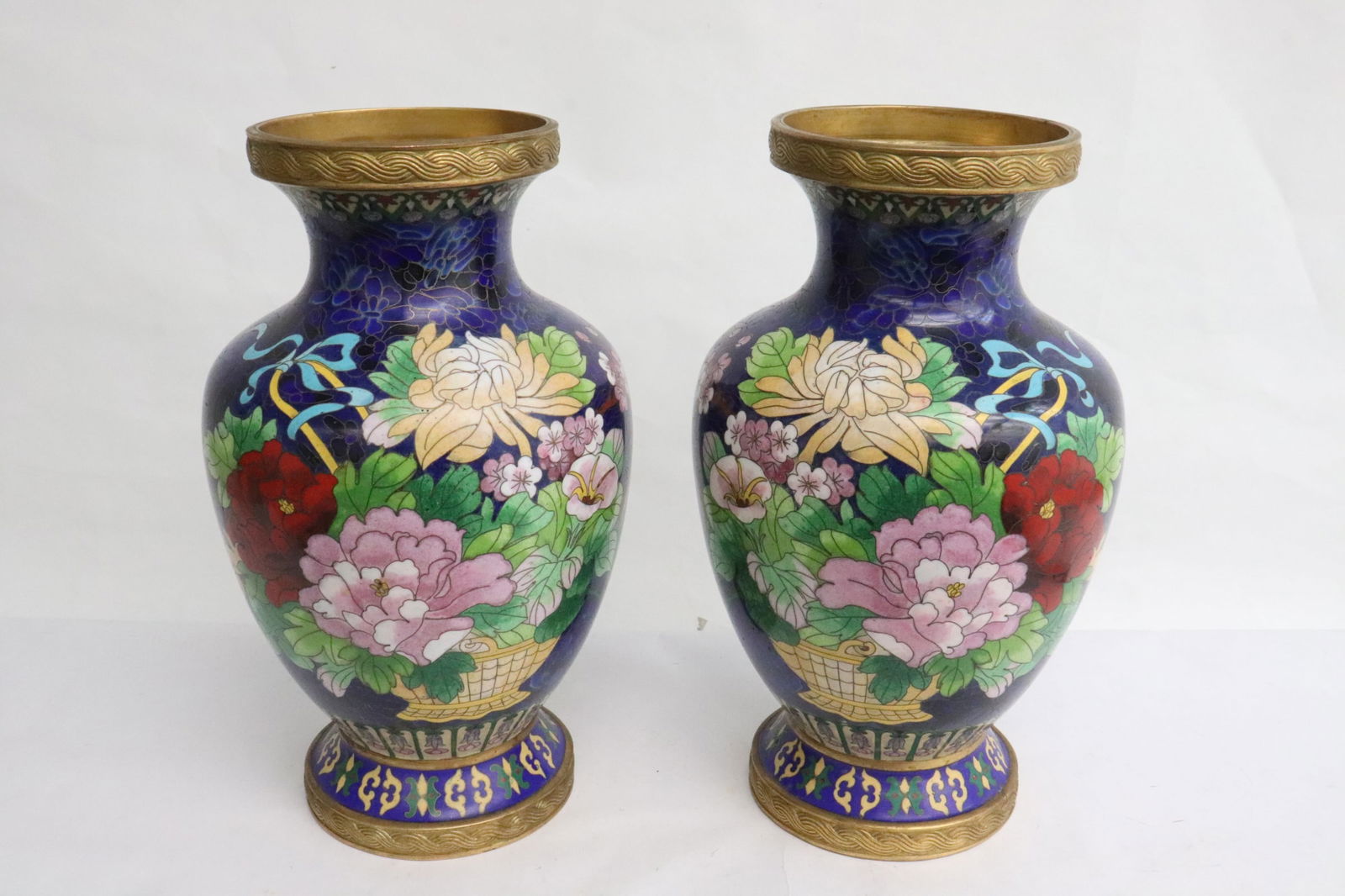 Pair cloisonne vases (1 of 9)