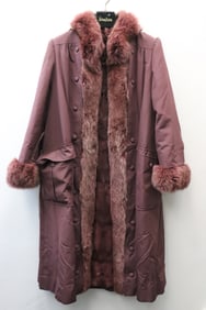 Christian Dior full length coat w/ fox fur linen and trim