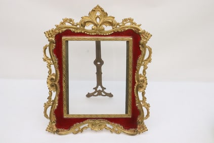 Antique European gilt bronze tabletop picture frame