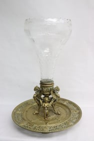 bronze centerpiece by F. Barbedienne w/ Baccarat crystal vase